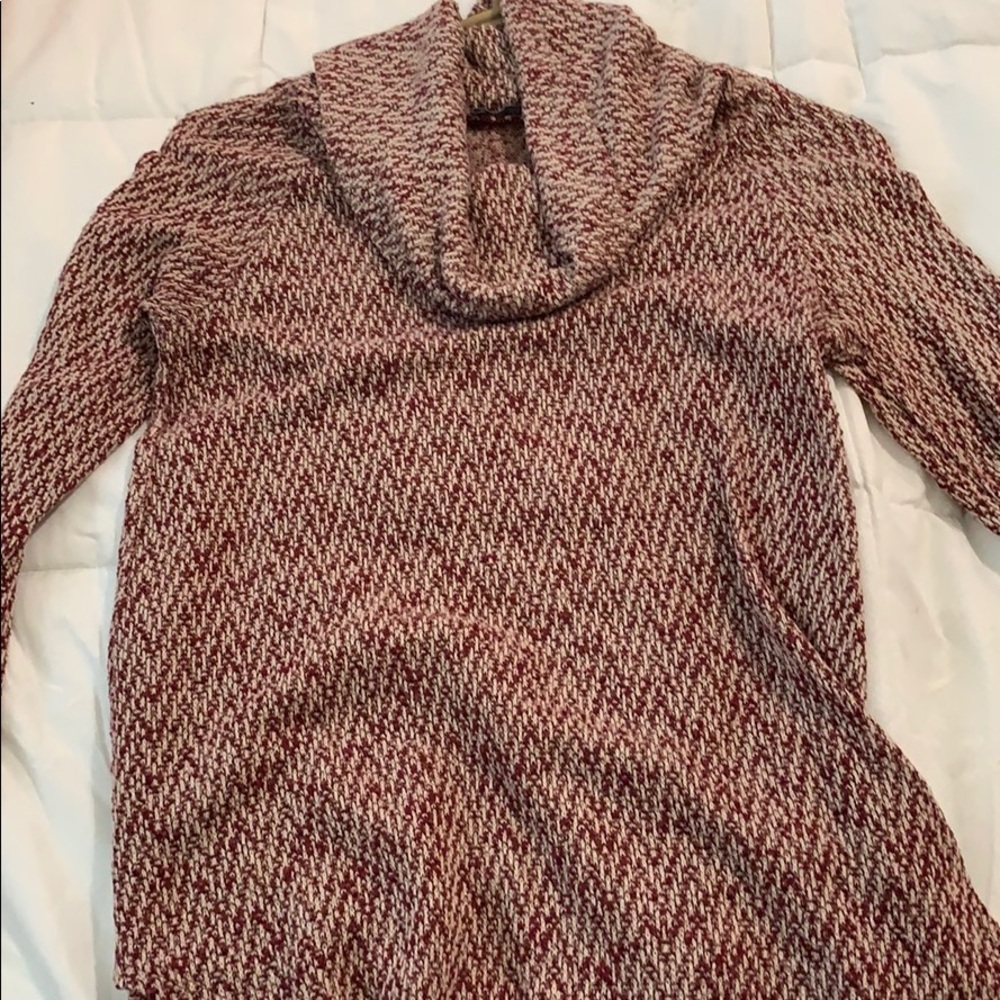Burgundy and cream blouse